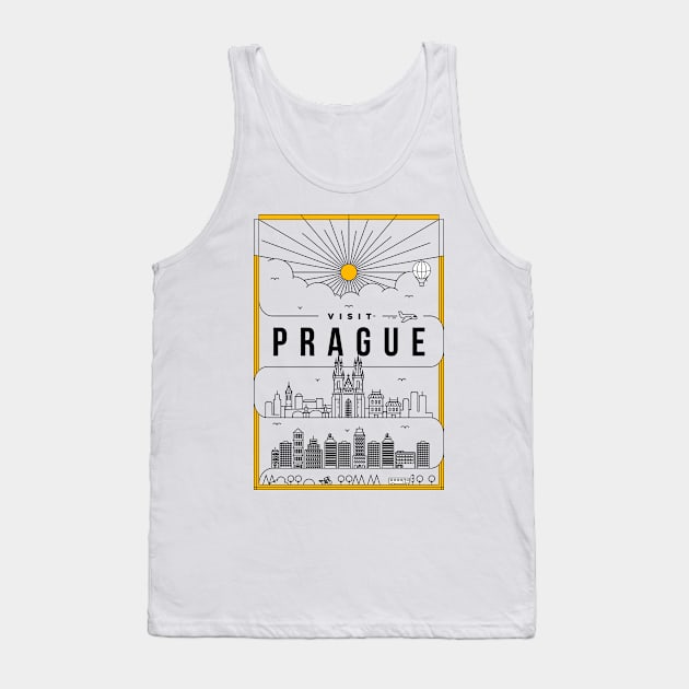 Prague Minimal Lineal Poster Tank Top by kursatunsal